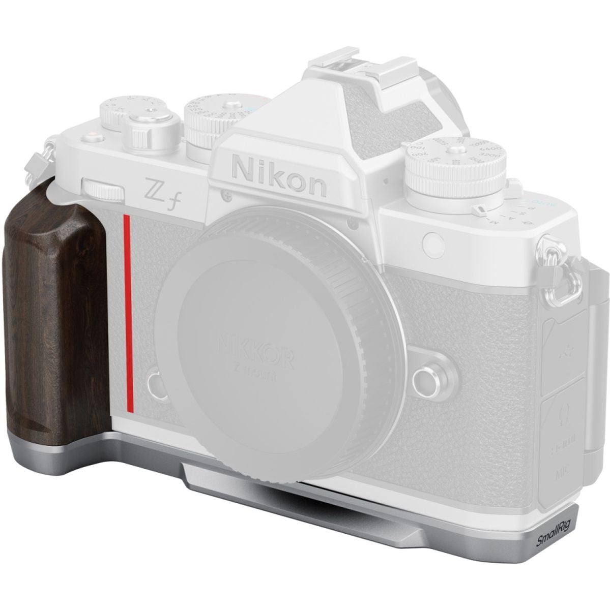 SmallRig 5707 L-Shaped Mount Plate w/ Wooden Handle For Nikon Z F (Silver)