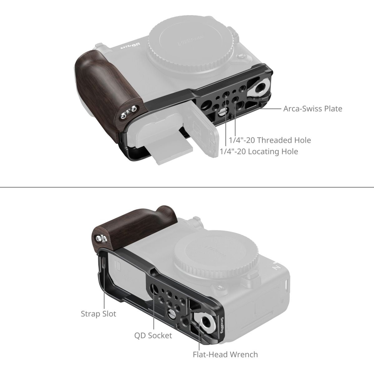 SmallRig 5906 L-Shaped Mount Plate w/ Wooden Handle For Nikon ZR - image 4 of 5