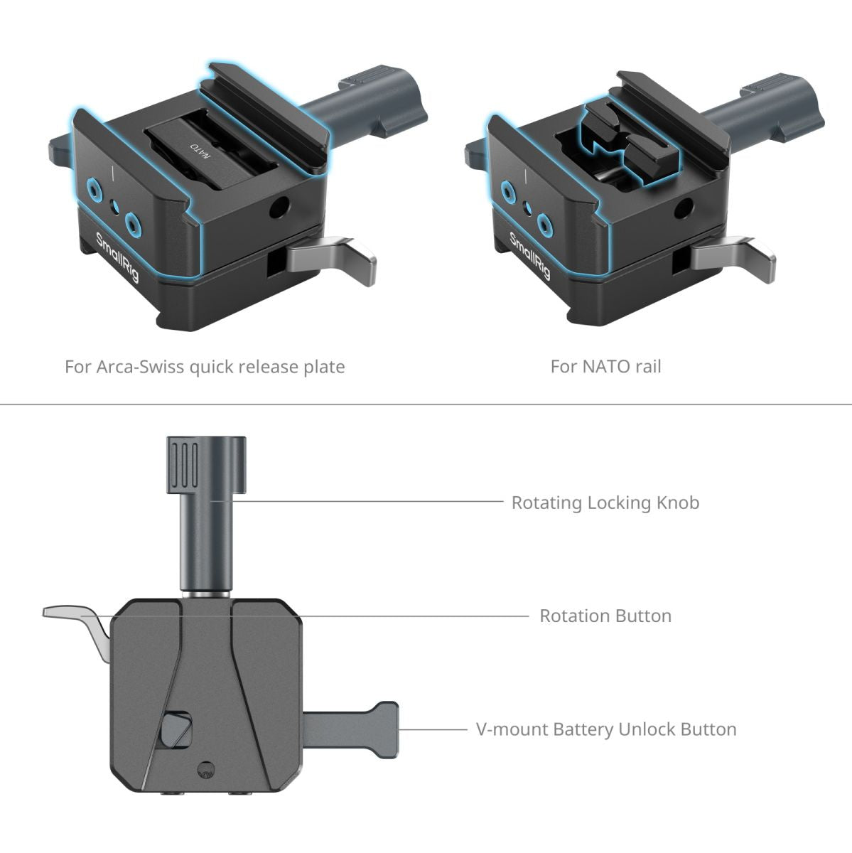 SmallRig 5690 V-Mount Battery Mount Plate Kit For ArcaSwiss Plate / Nato Rail - image 4 of 5