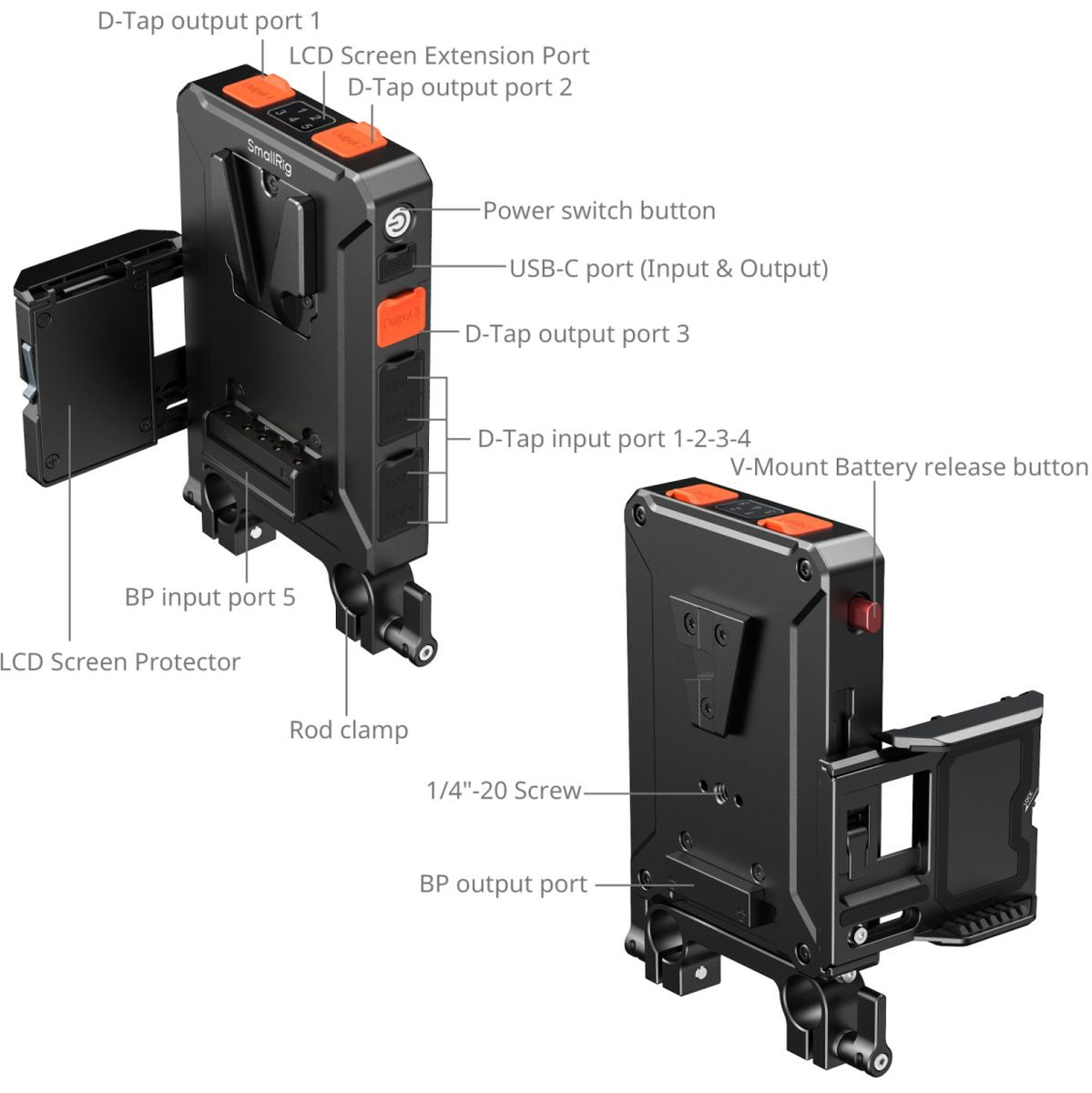 SmallRig 5881 Power V-Mount Battery Adapter Plate w/ 15mm Dual Rod Clamp 5881 - image 4 of 5