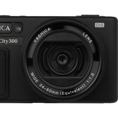 Yashica City 300 Black w/ Quickflash Mini Camera Flash (50MP)