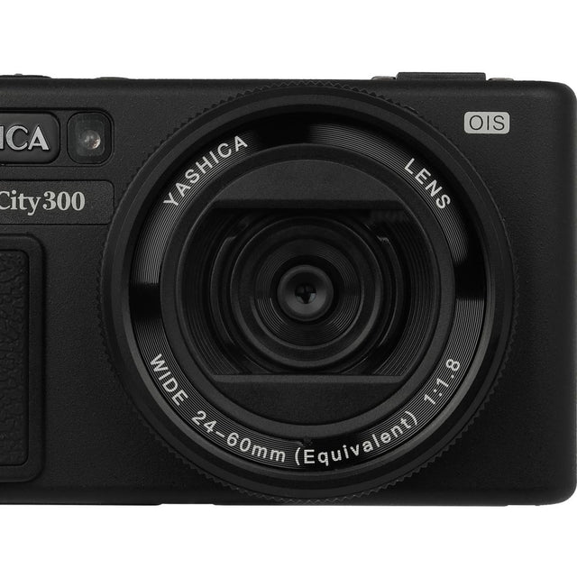 Yashica City 300 Black w/ Quickflash Mini Camera Flash (50MP)