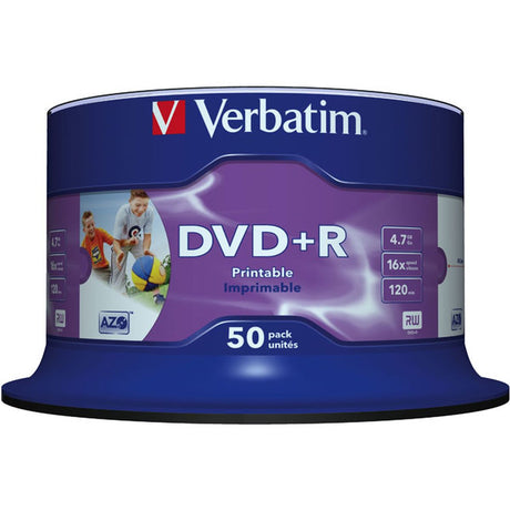 Verbatim DVD+R 4.7 GB 16X 50pk Spindle Printable