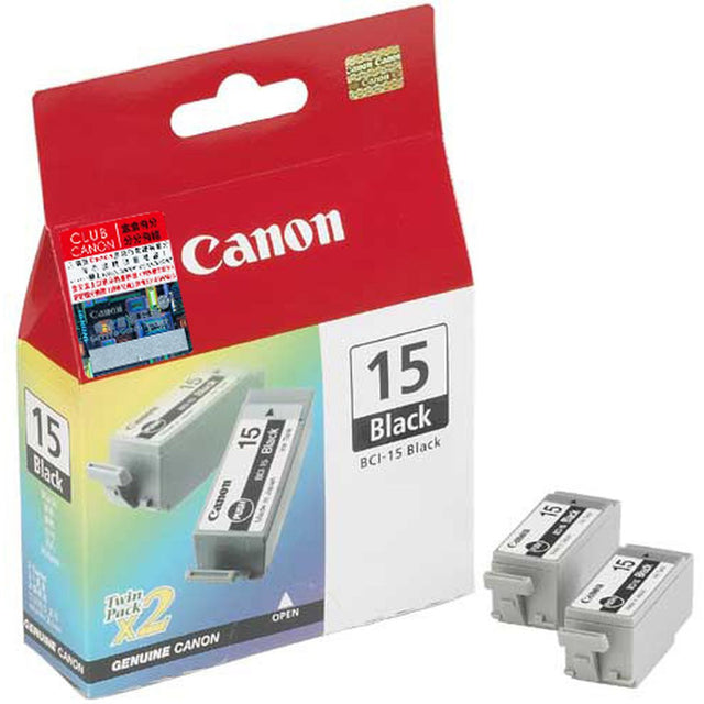 Canon BCI-15BK Ink Cartridge Black Standard Capacity 2 X 5.3