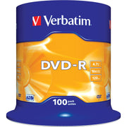 Verbatim 100 X DVD-R 4.7 GB 16X Mat Silver Spindel