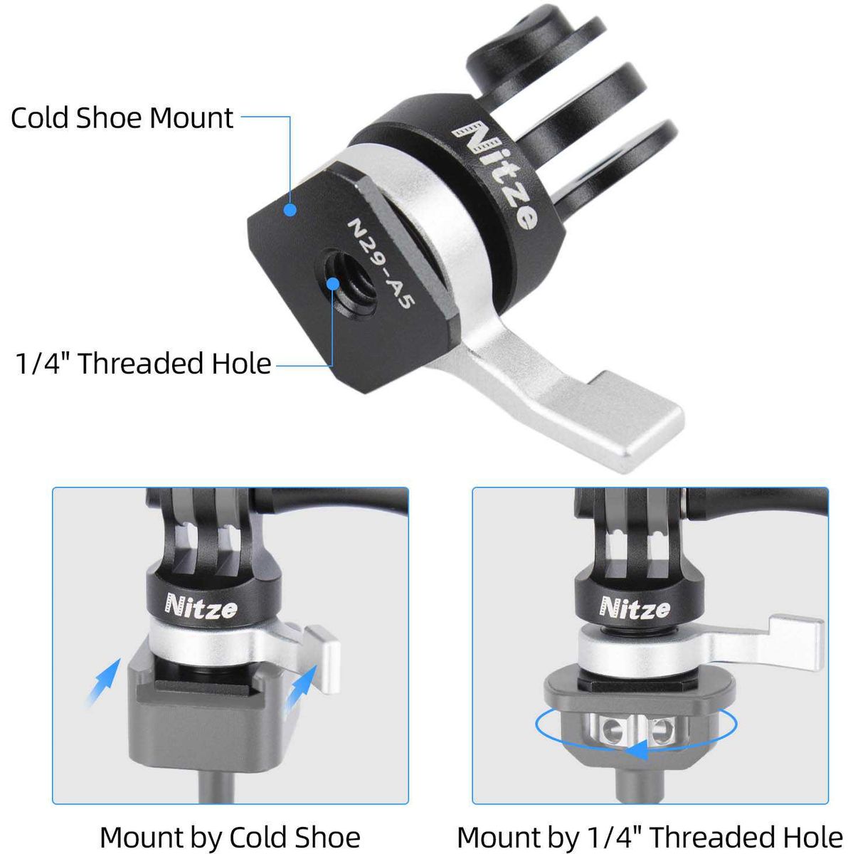 Nitze Cold Shoe Mount For GoPro (N29-B1) - image 3 of 5