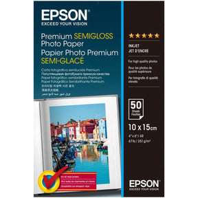 Epson Premium Semi Gloss Photo Paper Inkjet 100x150mm 50SHEE