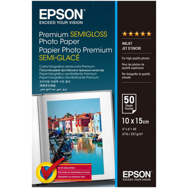 Epson Premium Semi Gloss Photo Paper Inkjet 100x150mm 50SHEE