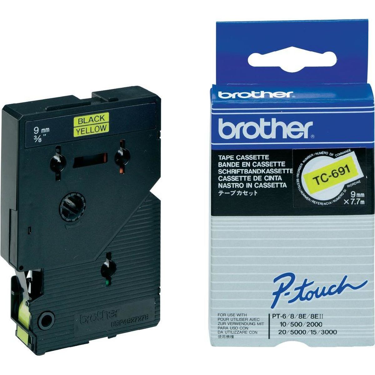 Brother TC-Tape Sort/Gul 9mm