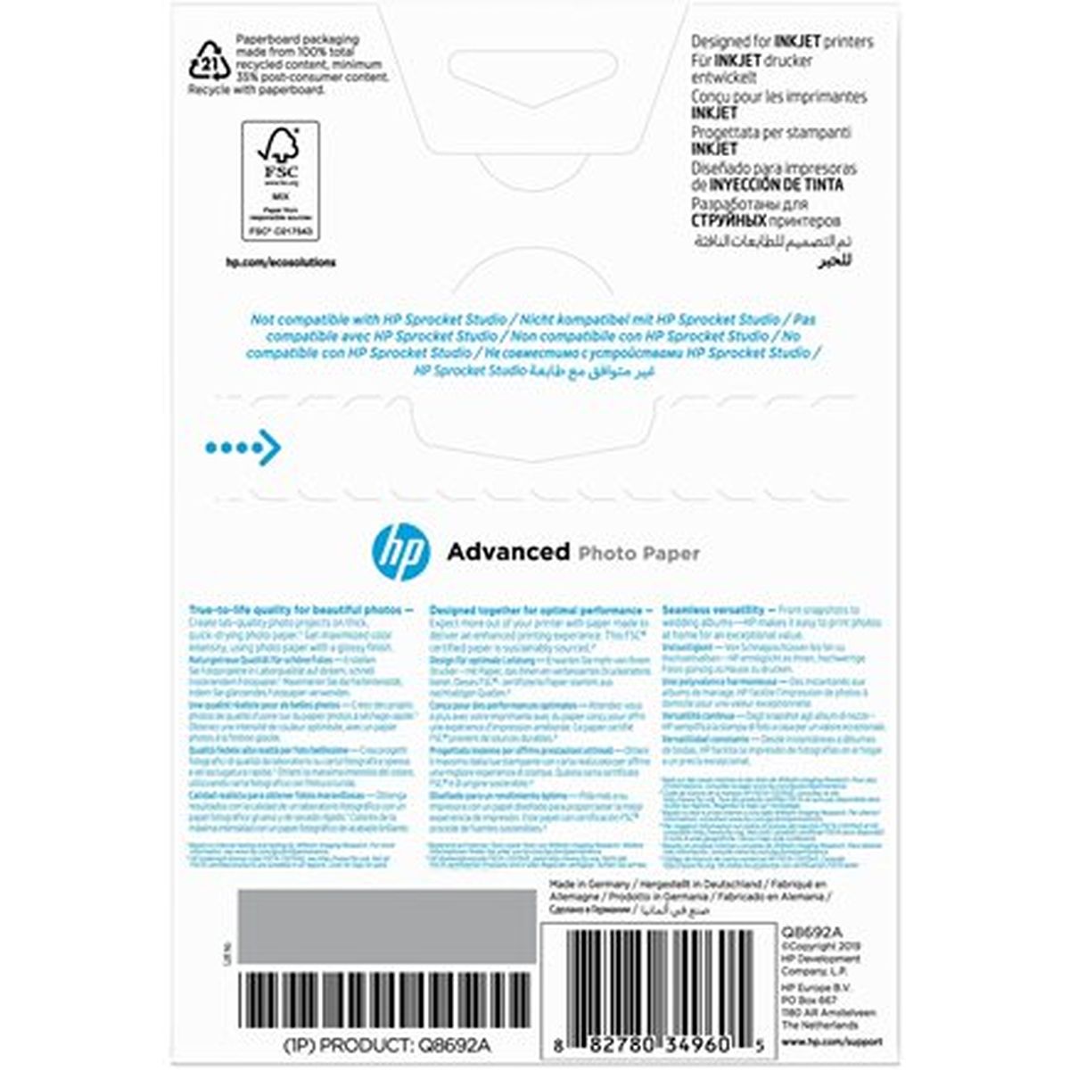 HP Q8692A 250G/M2 100x150mm 100 Sheets Borderless - image 3 of 3