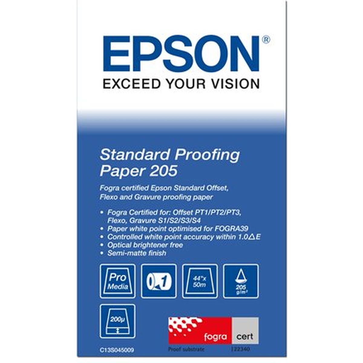 Epson S045009 Standard Proofing Paper Inktjet 205G/M2 1118mm