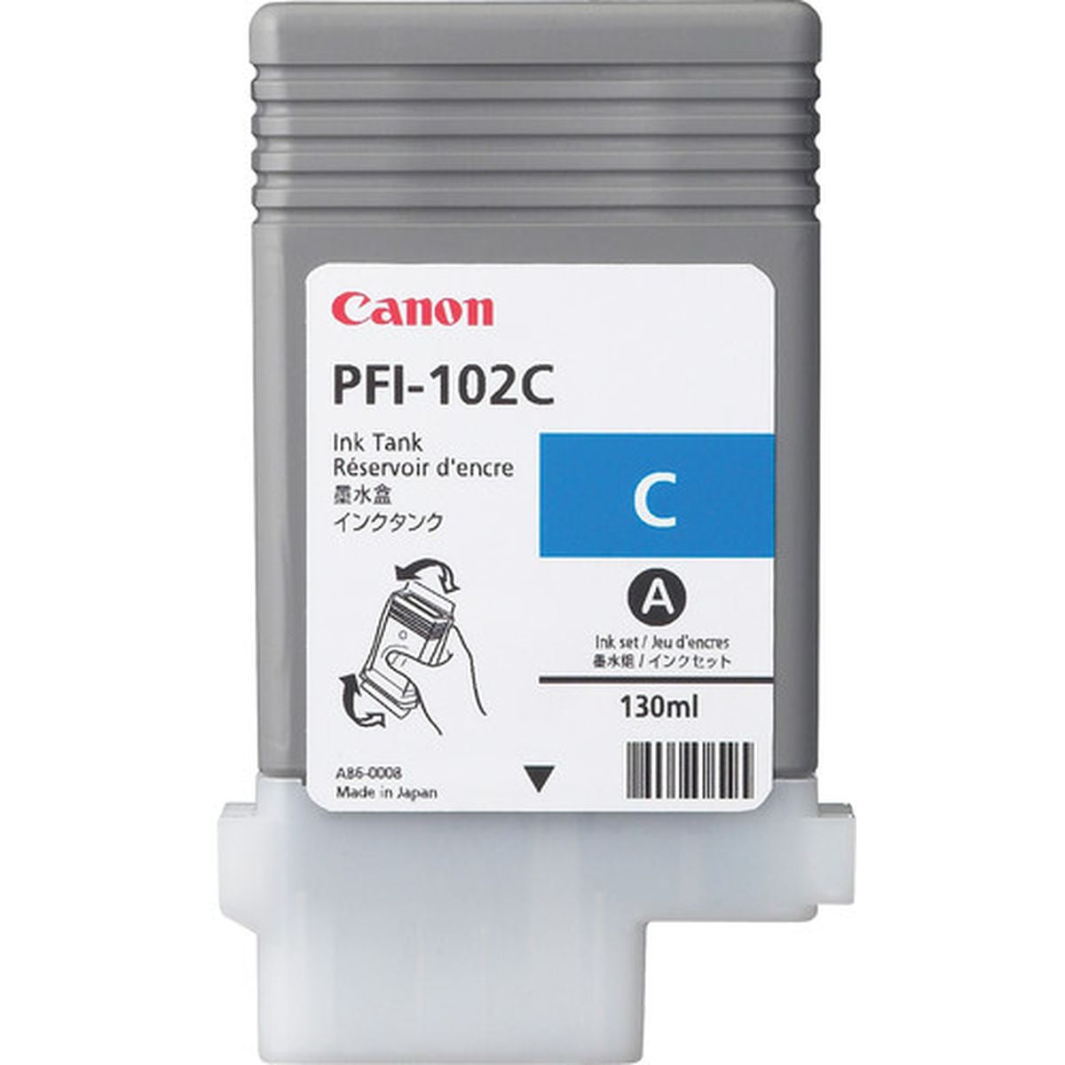 Canon PFI-102C Dye Ink Cartridge Cyan Standard Capacity 130