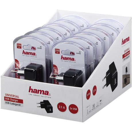 Hama USB reislader 2.1A display 12 stuks