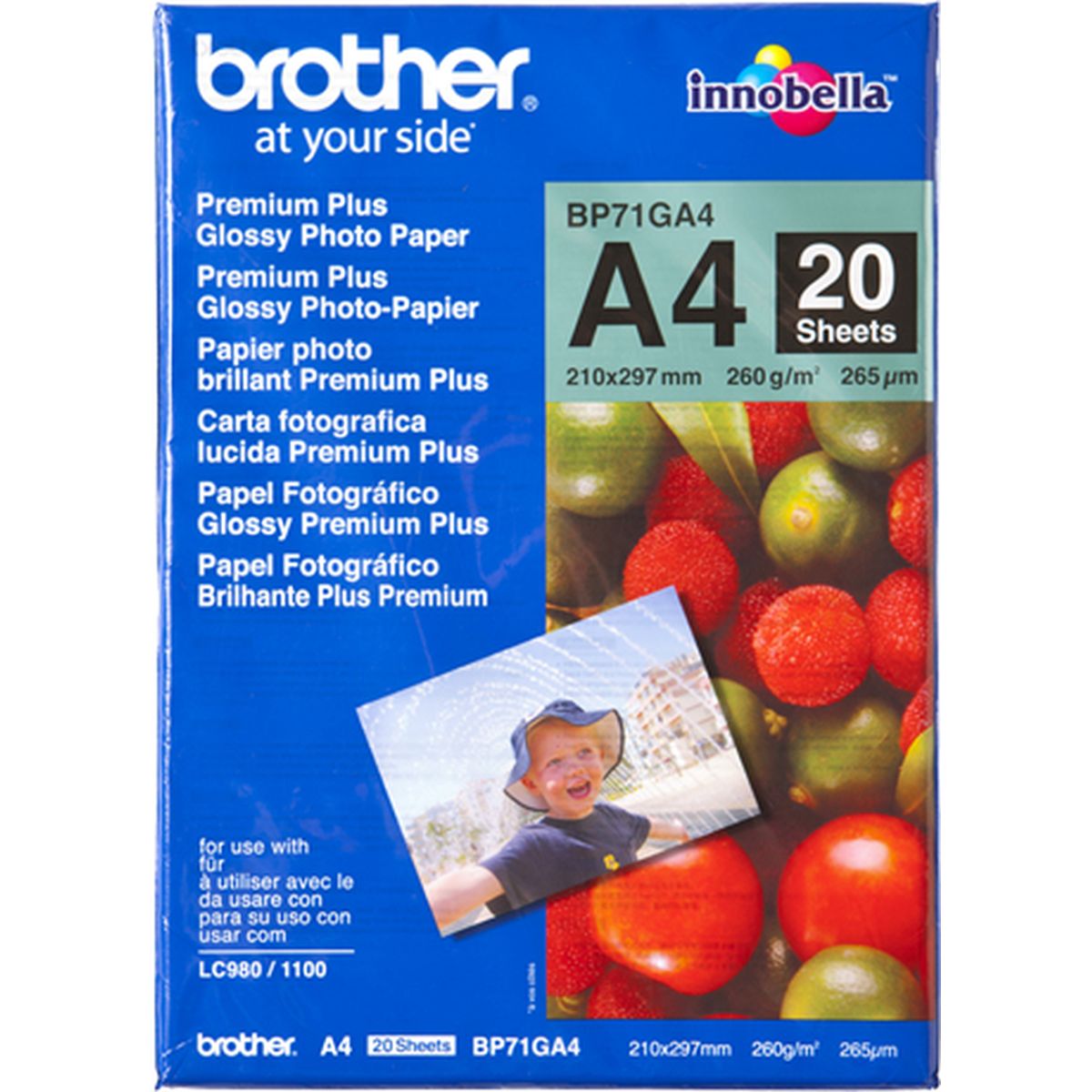 Brother Glossy Photo Paper White 260G/M2 A4 20 Sheets BP71GA