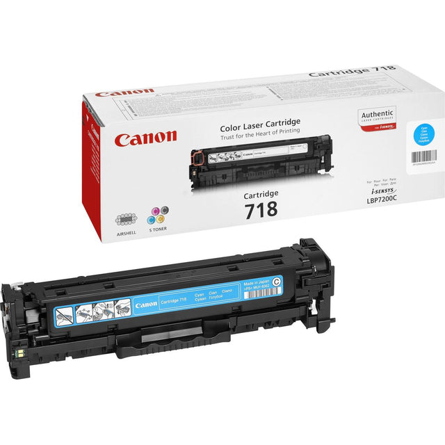 Canon 718 Toner Cartridge Cyan Standard Capacity 2.900 Pages