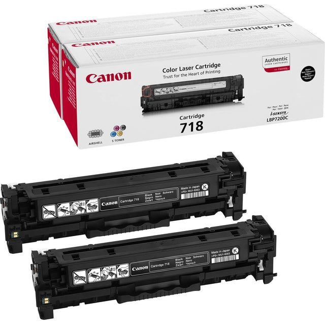 Canon 718 BK Toner Black Standard Capacity 3.400 Pages 2-PAC