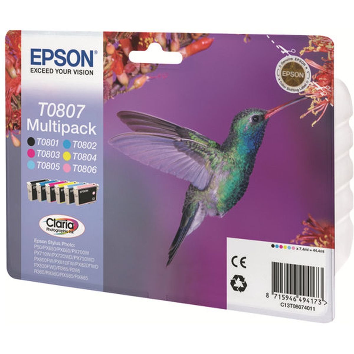 Epson T0807 Black + 5 Colour Multipack - image 2 of 3