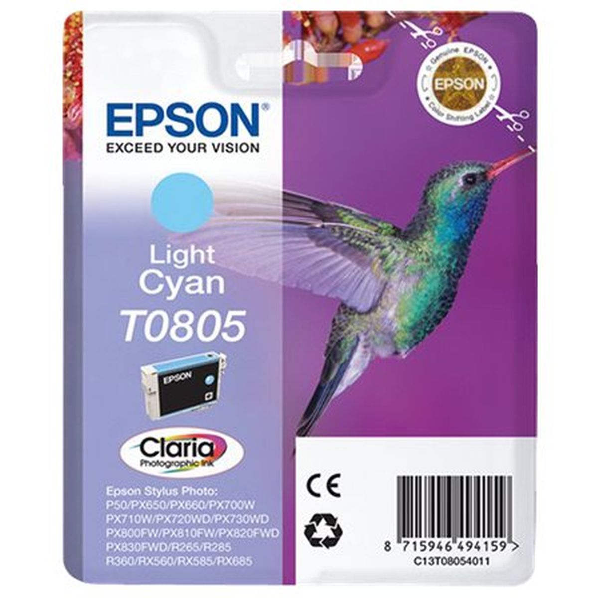 Epson T0805 Ink Cartridge Light Cyan Standard Capacity 7.4m - image 2 of 2