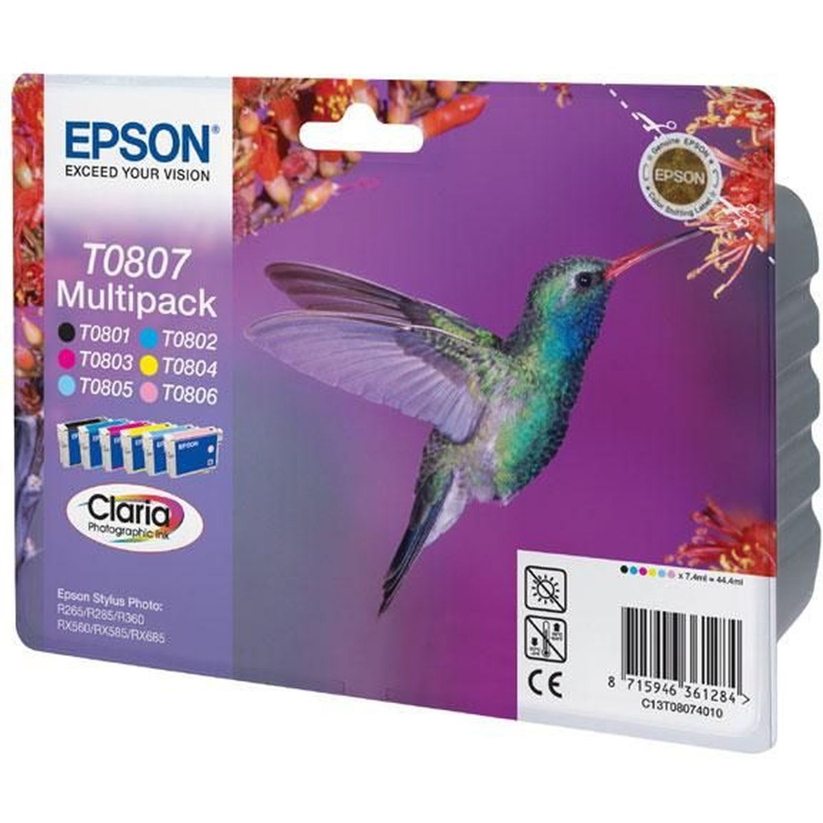 Epson T0807 Black And Five Colours Standard Cap