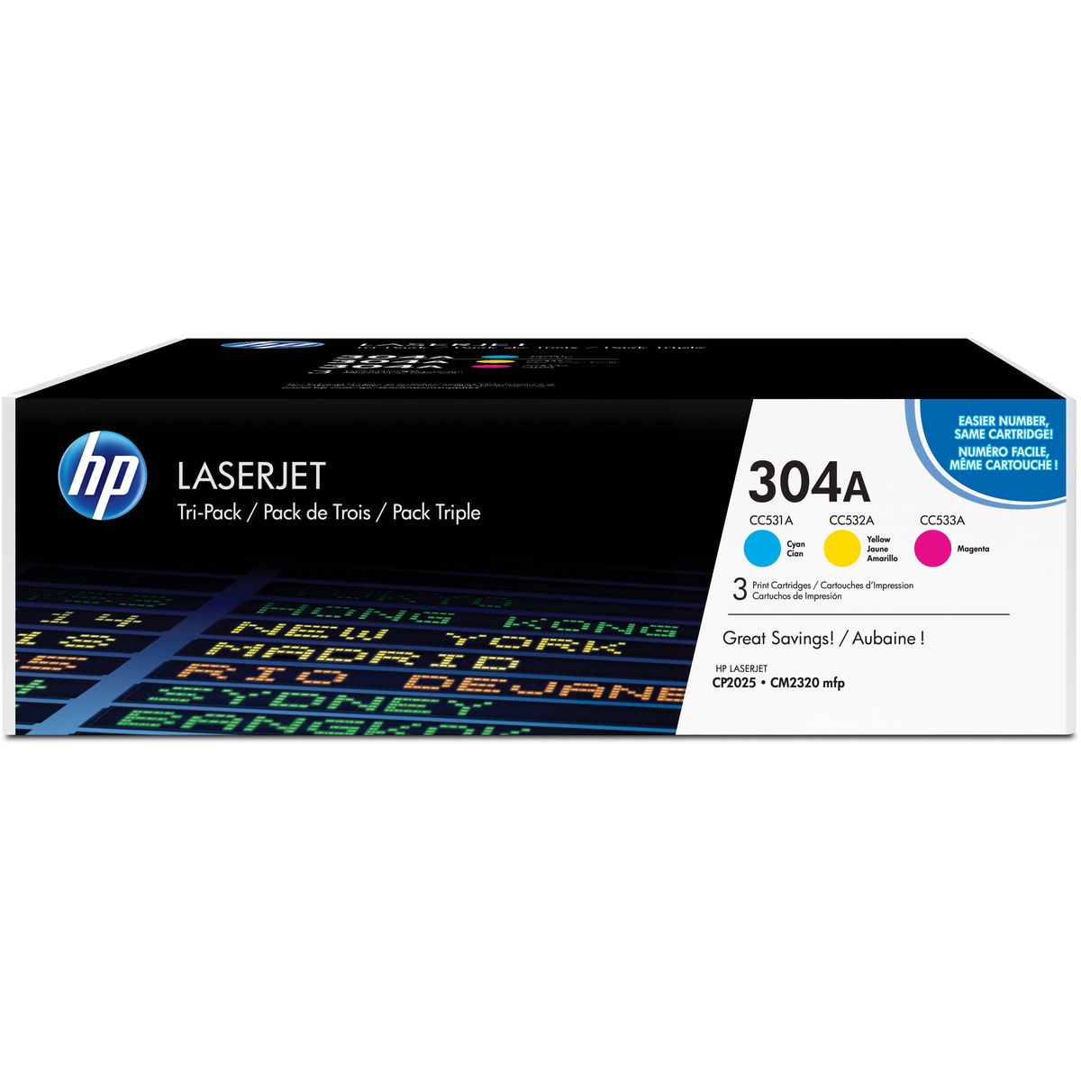 HP 304A Cyan Magenta Yellow SC3x3-pack CF372AM