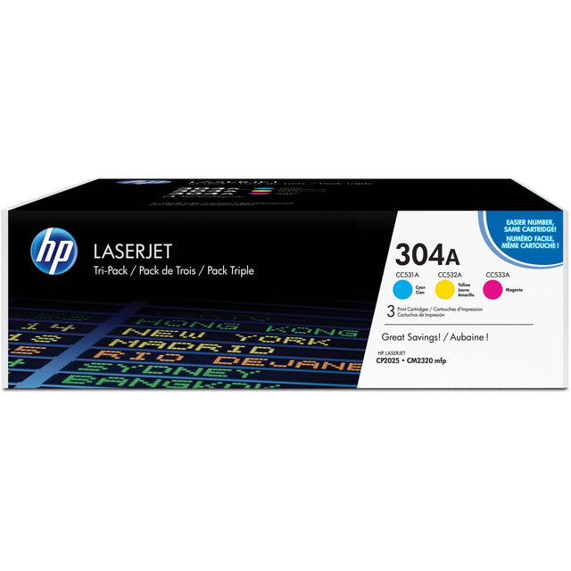 HP 304A Cyan Magenta Yellow SC3x3-pack CF372AM