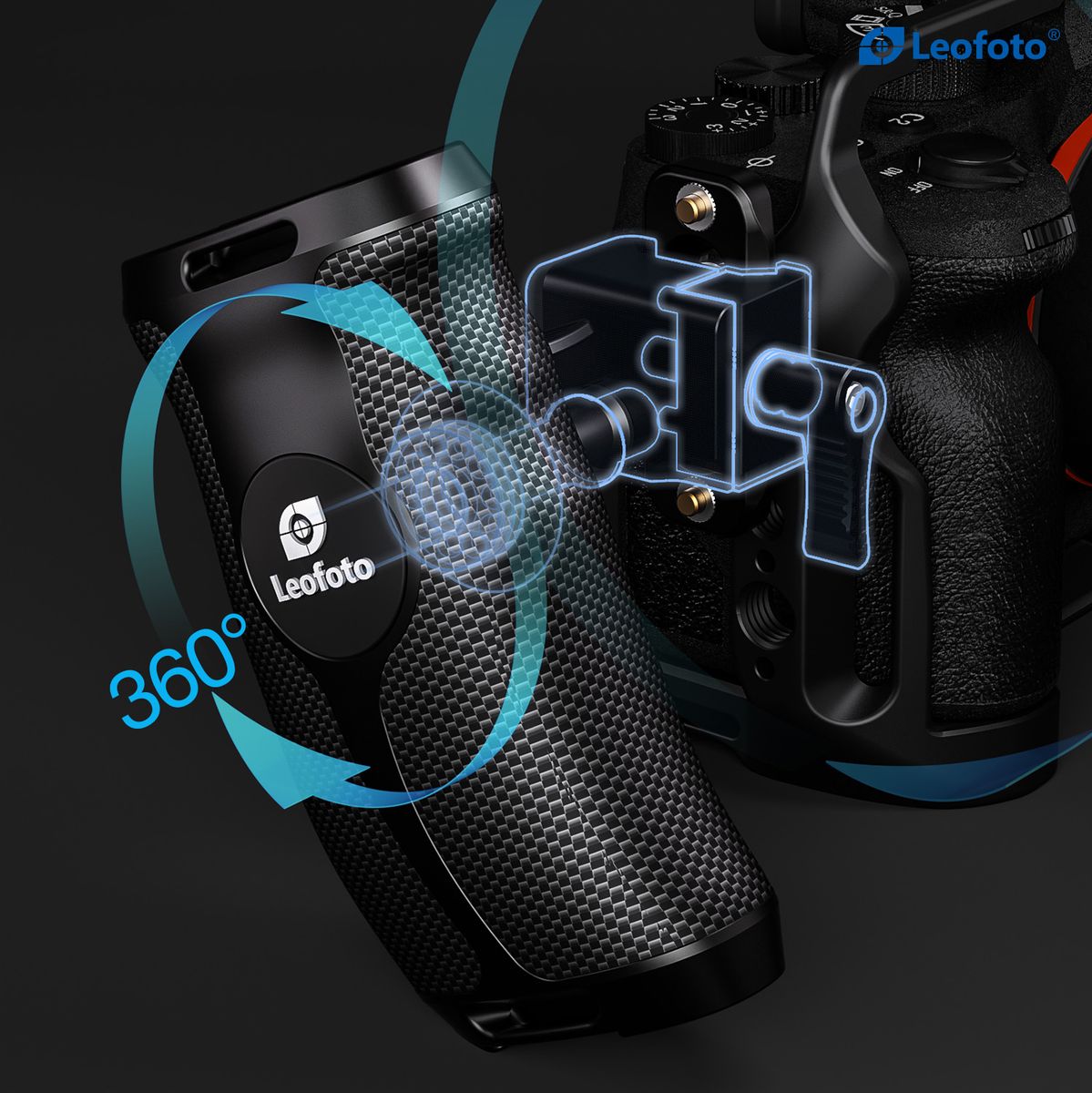 Leofoto Carbon Fiber Side Handle w/ Rail(Right) - image 2 of 5
