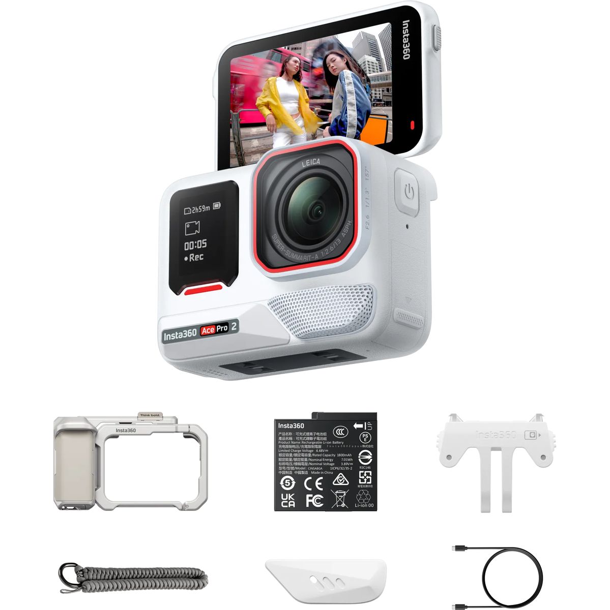 Insta360 Ace Pro 2 (Arctic White) | Xplorer Bundle (Moonlight Silver)