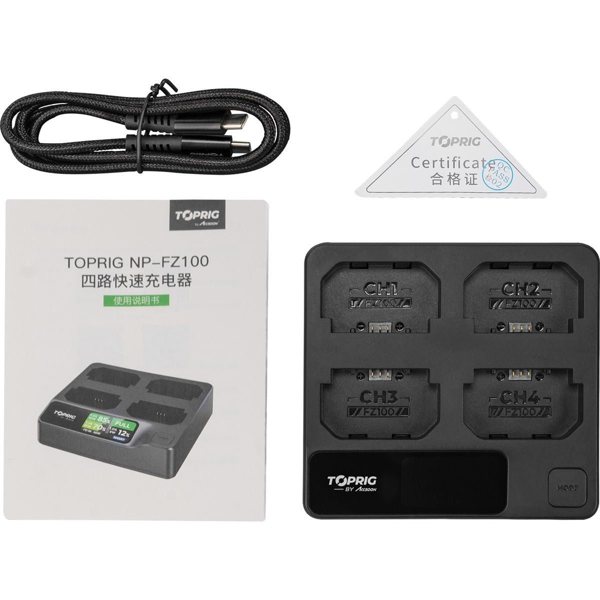 Accsoon Toprig 100W 4-BAY NP-FZ100 Fast Charger