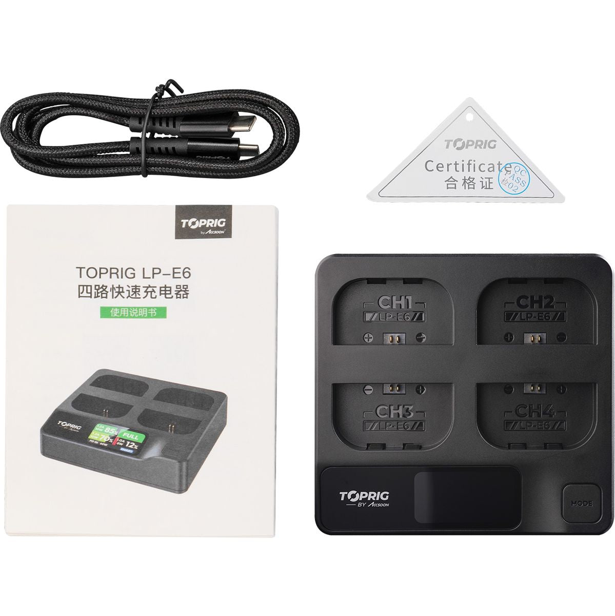 Accsoon Toprig 100W 4-BAY LP-E6 Fast Charger