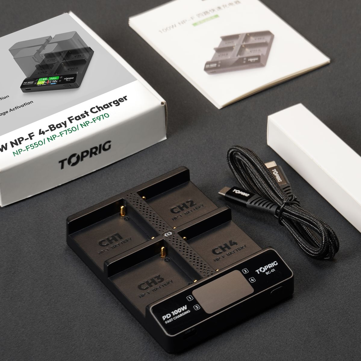 Accsoon Toprig 100W 4-BAY NP-F Fast Charger w/ EU Gan Charger