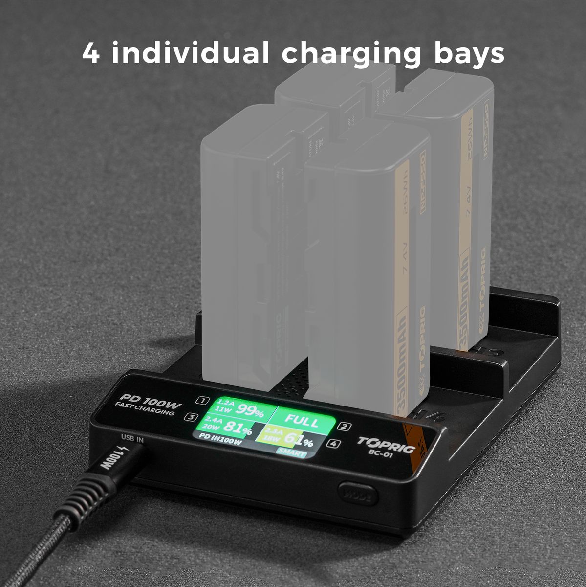 Accsoon Toprig 100W 4-BAY NP-F Fast Charger