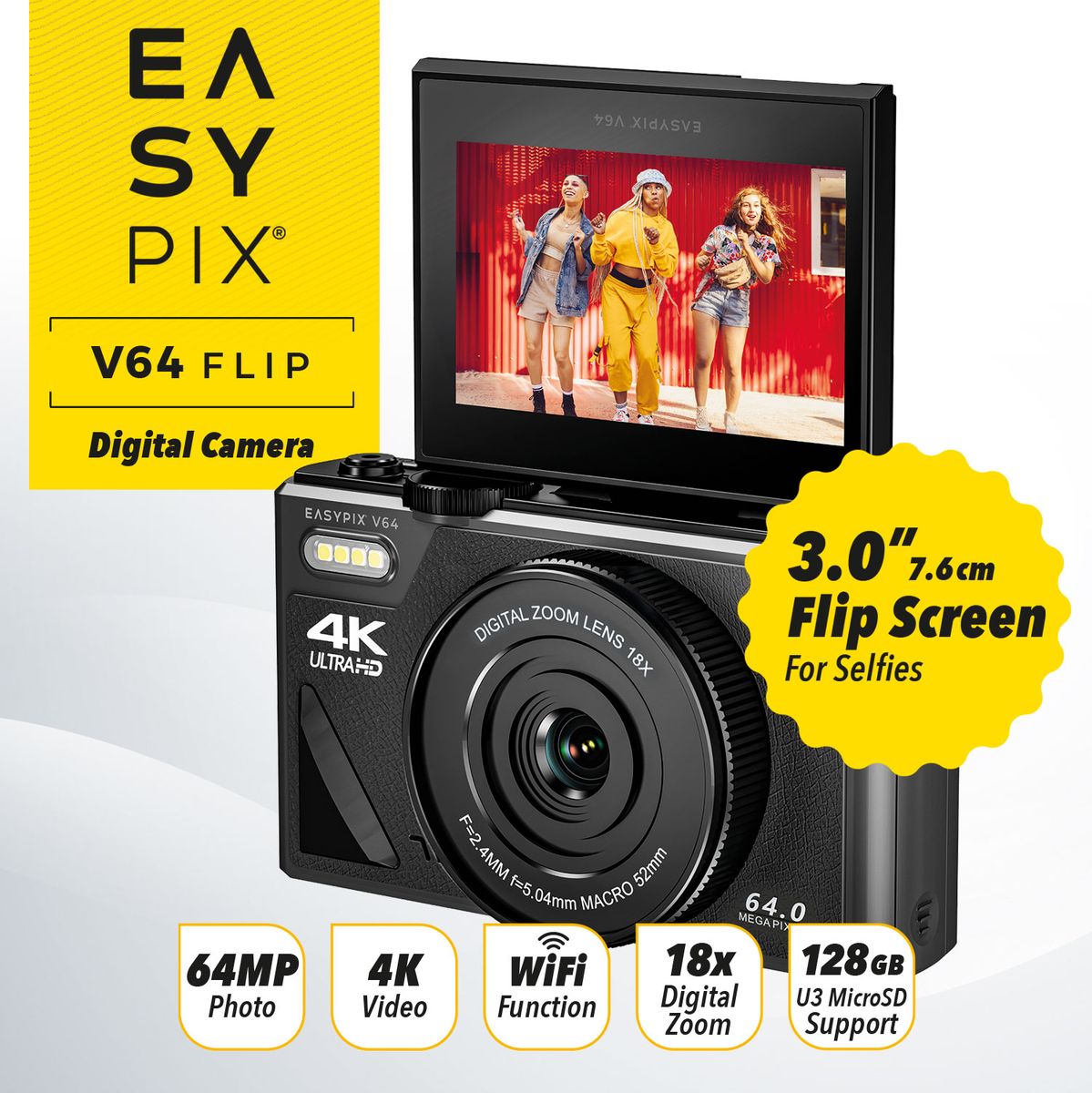 Easypix V64 Flip Screen Camera WiFi - image 2 of 5
