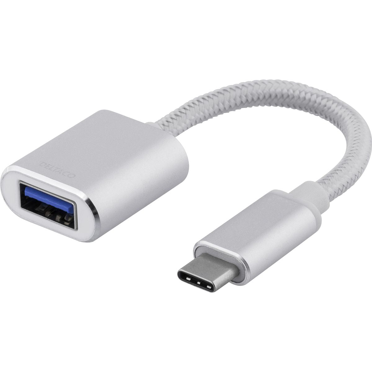 Deltaco USB-C 3.1 Gen 1 To USB-A OTG Adapter Alu BULK - Silver