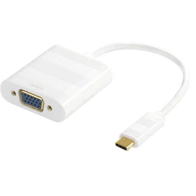 Deltaco USB-C To VGA Adapter 1080p 60 Hz VGA - White
