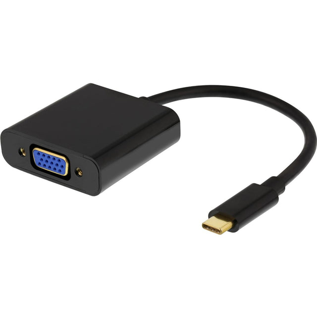 Deltaco USB-C To VGA Adapter 1080p 60 Hz VGA 3.5mm Audio - Black