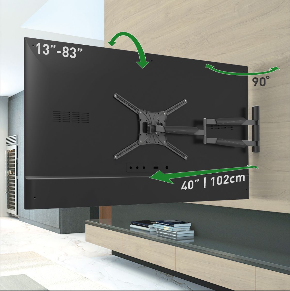 Barkan Llange Full Motion TV-Wall Bracket 13 inch 83 inch/33 cm 211 cm 50 KG Bk