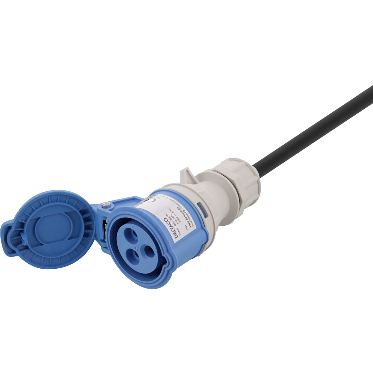 Deltaco Extension Cable Buitengebruik IP44 Geaard Cee 16A 10 M Black