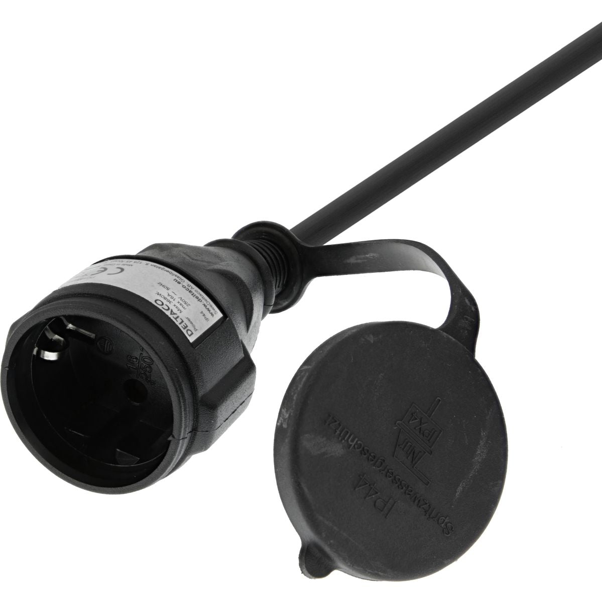 Deltaco Extension Cable Buitengebruik Geaard IP44 10 M Black