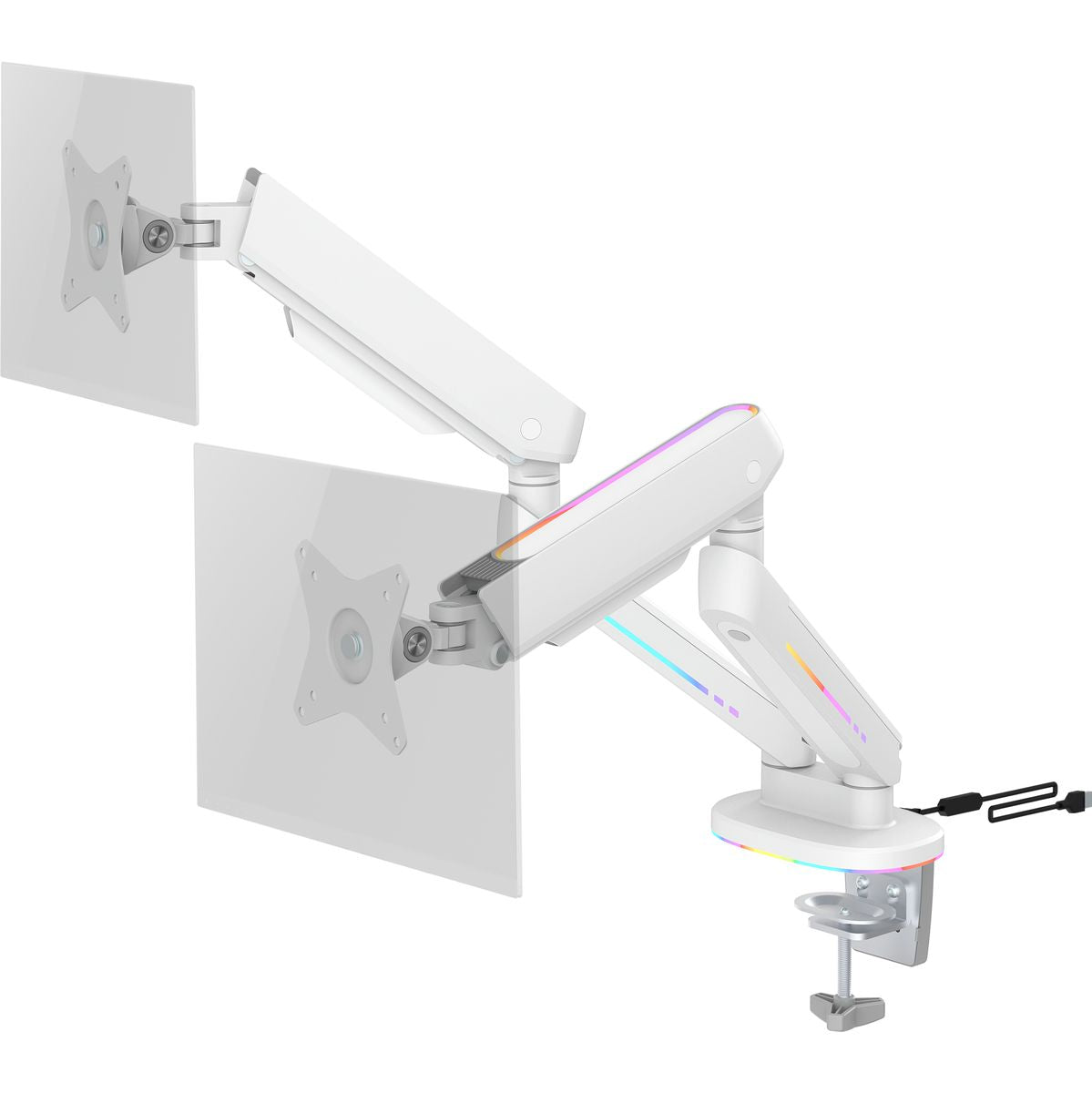 Deltaco Gaming White Line WA96 RGB Dual Monitor Arm For 17-32 inch Monitors