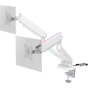 Deltaco Gaming White Line WA96 RGB Dual Monitor Arm For 17-32 inch Monitors