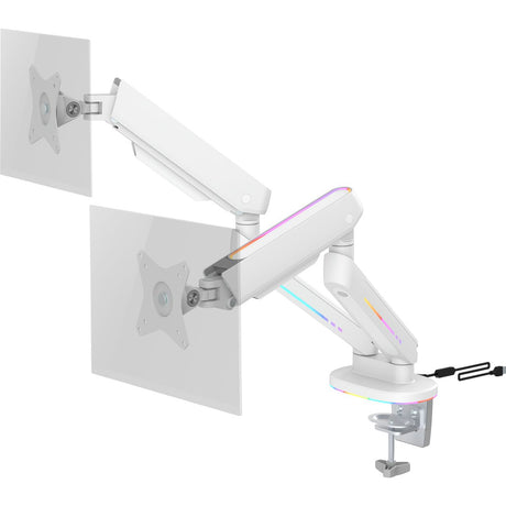 Deltaco Gaming White Line WA96 RGB Dual Monitor Arm For 17-32 inch Monitors