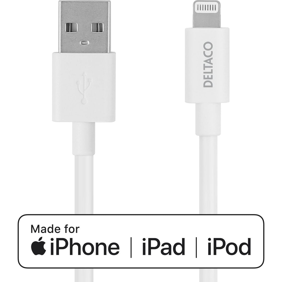 Deltaco Lightning USB-Cable 1m Apple C189 Chipset Mfi FSC-Verpakking White