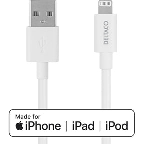 Deltaco Lightning USB-Cable 1m Apple C189 Chipset Mfi FSC-Verpakking White