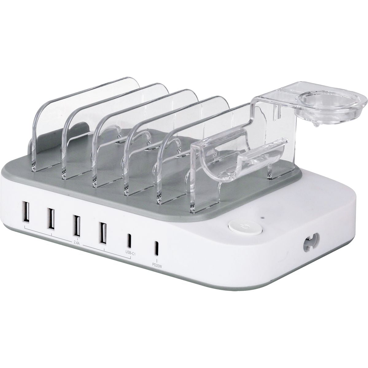 Deltaco Charge Station Devices w/ 4 X USB 12W 1 X USB-C 12W EN 1 X USB-C PD 20W