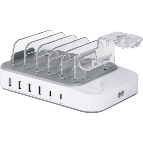 Deltaco Charge Station Devices w/ 4 X USB 12W 1 X USB-C 12W EN 1 X USB-C PD 20W