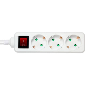 Deltaco Power Strip Geaard 3-FOLD w/ Switch 3XCEE 7/3 1XCEE 7/7 5 Meter White