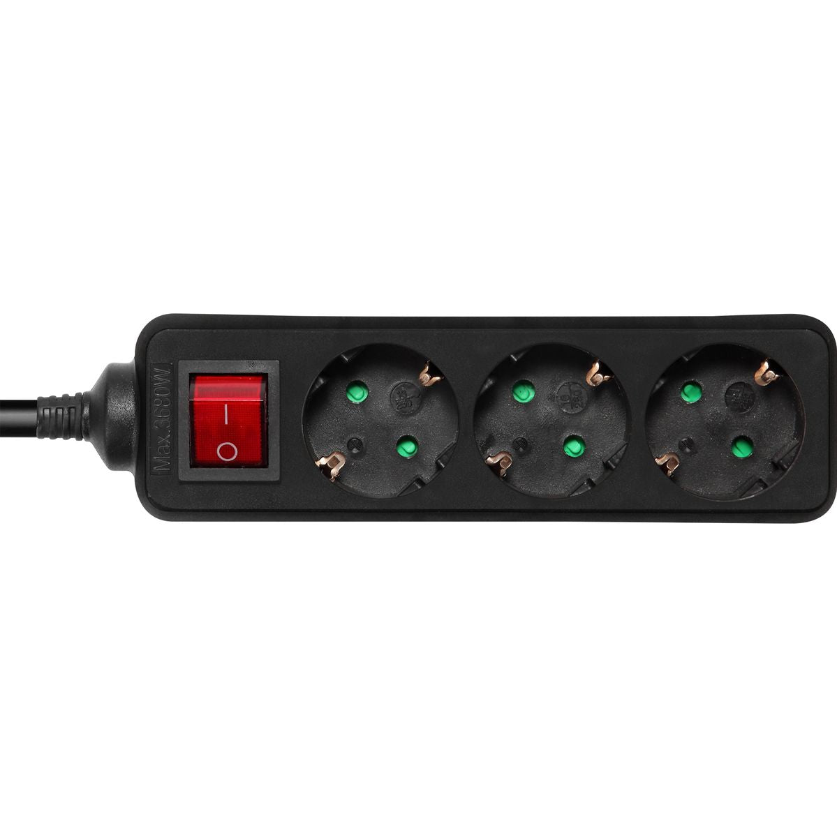 Deltaco Power Strip Geaard 3-FOLD w/ Switch 3XCEE 7/3 1XCEE 7/7 1.5 Meter Black