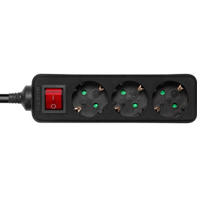 Deltaco Power Strip Geaard 3-FOLD w/ Switch 3XCEE 7/3 1XCEE 7/7 1.5 Meter Black
