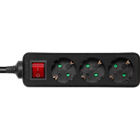Deltaco Power Strip Geaard 3-FOLD w/ Switch 3XCEE 7/3 1XCEE 7/7 3 Meter Black