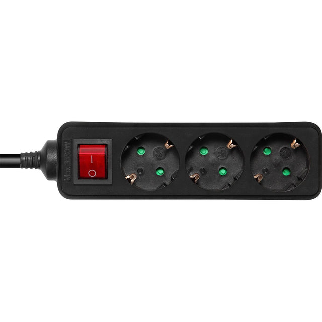 Deltaco Power Strip Geaard 3-FOLD w/ Switch 3XCEE 7/3 1XCEE 7/7 5 Meter Black